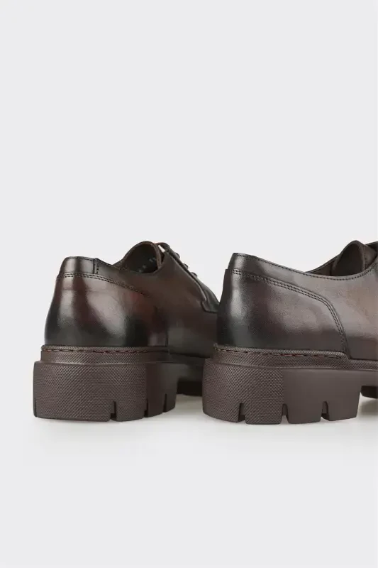 Coffee Leather Men's Casual Shoes - 5