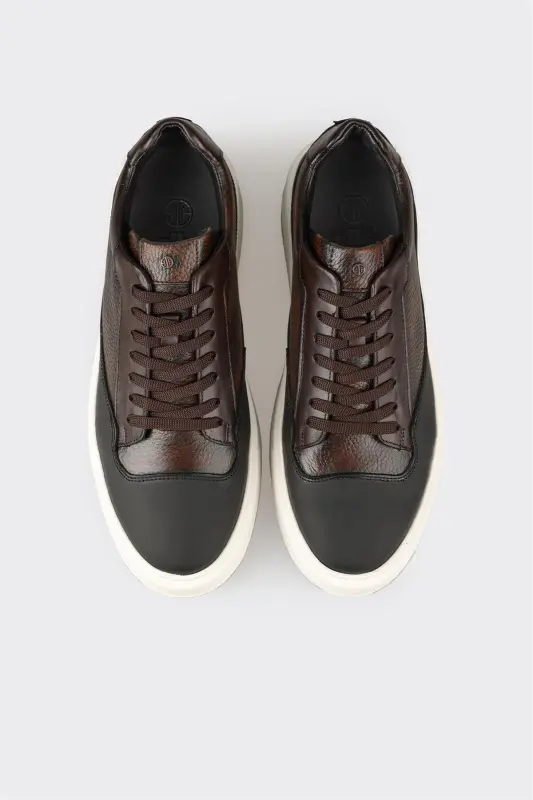Coffee Leather Men's Casual Shoes - 4