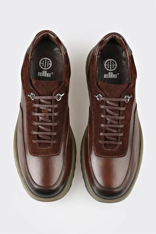 Coffee Leather Men's Casual Shoes - 4