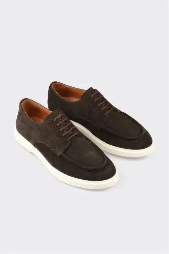 Coffee Leather Men's Casual Shoes-Coffee - ELLE SHOES (1)