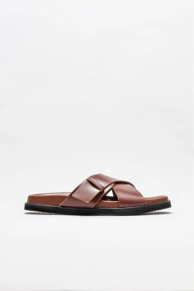Coffee Leather Men's Slipper - ELLE