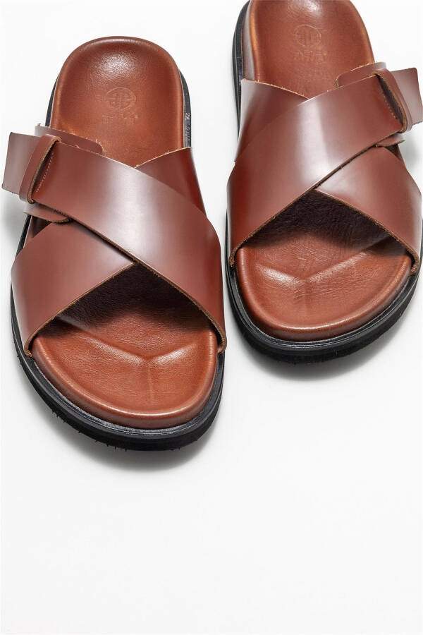 Coffee Leather Men's Slipper - 3
