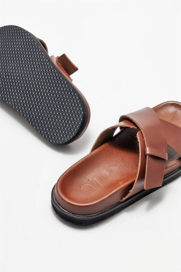Coffee Leather Men's Slipper - 4