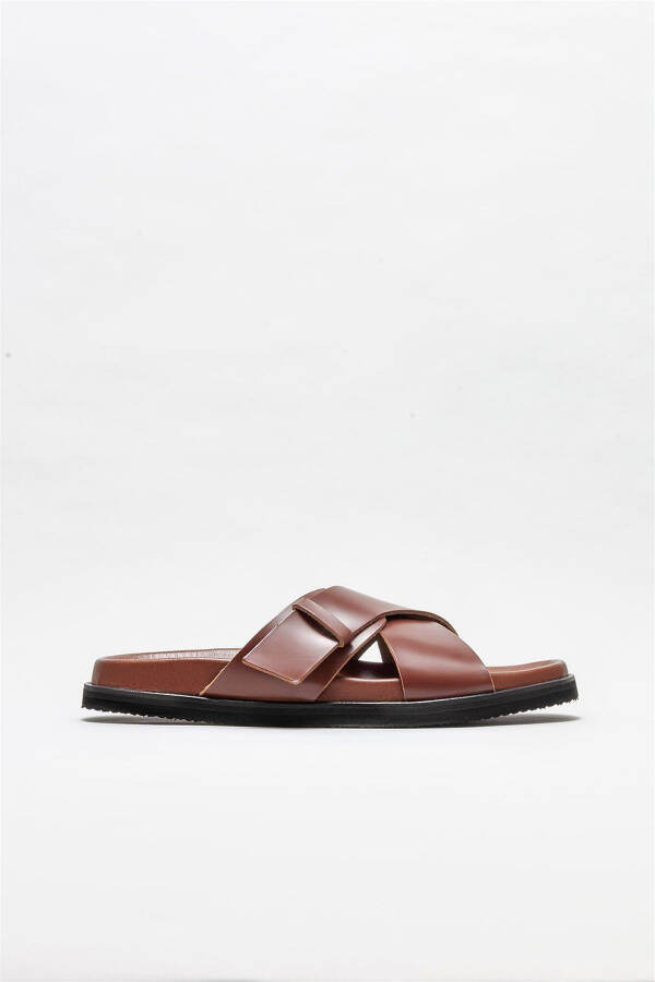 Coffee Leather Men's Slipper - 1