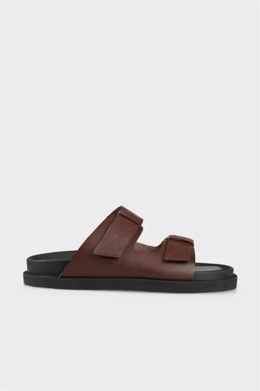 Coffee Leather Men's Slipper-Coffee - 1