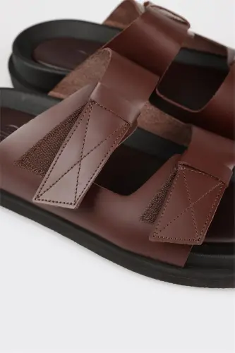 Coffee Leather Men's Slipper-Coffee - 5