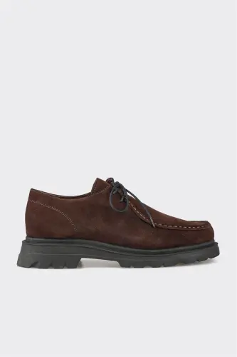 Coffee Leather Women's Casual Shoes - ELLE SHOES (1)