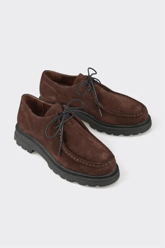 Coffee Leather Women's Casual Shoes - 3