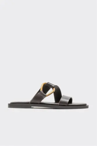 Coffee Leather Women's Slipper-Coffee - 1