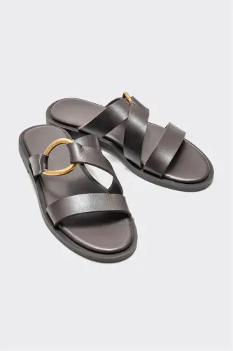 Coffee Leather Women's Slipper-Coffee - 2