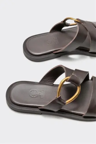 Coffee Leather Women's Slipper-Coffee - 3