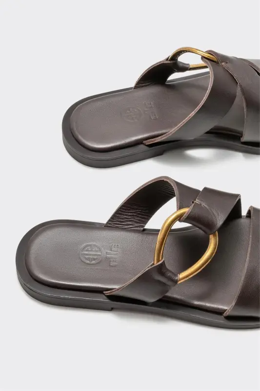 Coffee Leather Women's Slipper-Coffee - 3