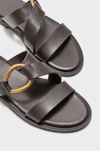 Coffee Leather Women's Slipper-Coffee - 4