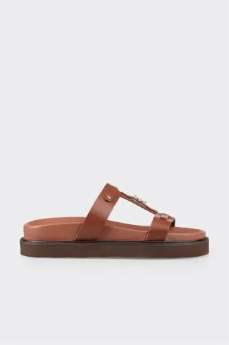 Coffee Leather Women's Sport Sandals - 1