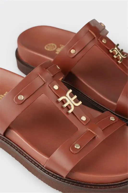 Coffee Leather Women's Sport Sandals - 5