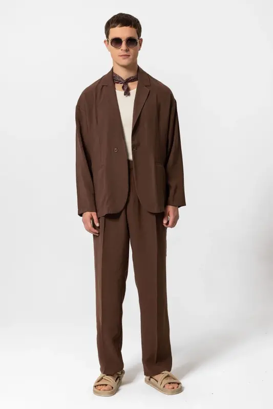 Coffee Oversize Unlined Men's Blazer Jacket-Coffee - ANTIOCH