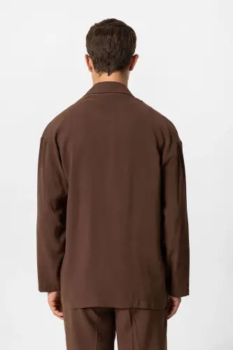 Coffee Oversize Unlined Men's Blazer Jacket-Coffee - 3