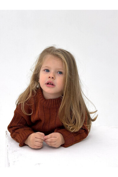 Coffee Plain Knit Thick Ribbed Baby/Child Knit Sweater (Please Choose Full Age) - 2