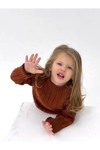 Coffee Plain Knit Thick Ribbed Baby/Child Knit Sweater (Please Choose Full Age) - 3