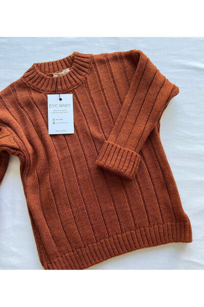 Coffee Plain Knit Thick Ribbed Baby/Child Knit Sweater (Please Choose Full Age) - 5