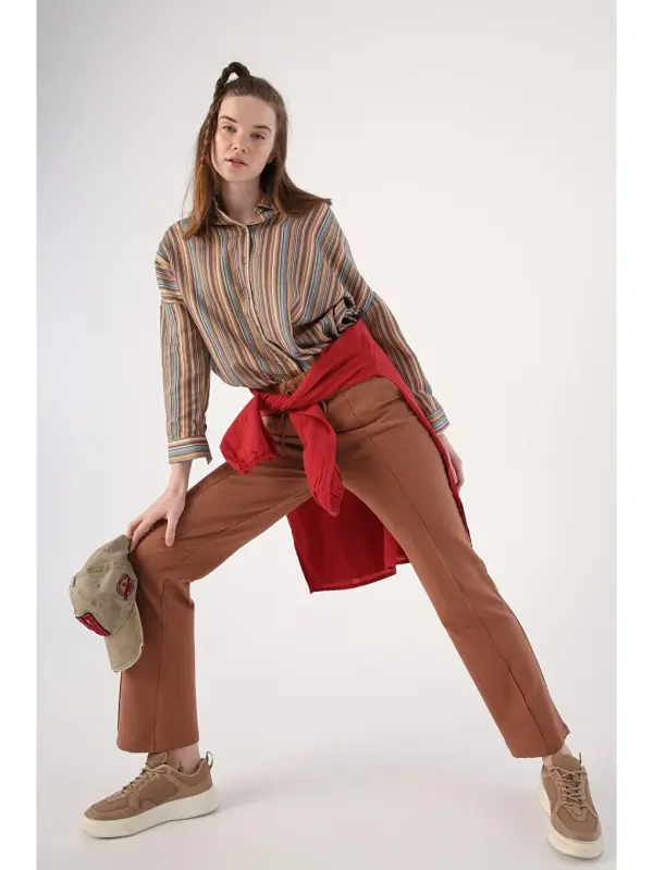 Coffee Pocket Sweatpants-Brown - 1