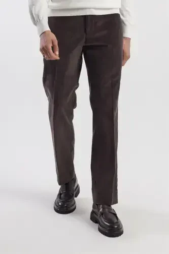 Coffee Regular Fit 100% Cotton Corduroy Pants - Modazone (1)
