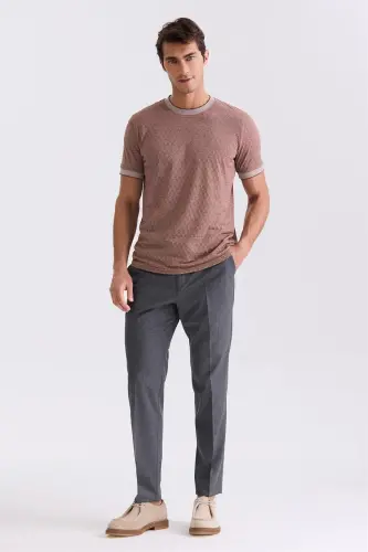 Coffee Slim Fit Crew Neck T-Shirt - JAKAMEN (1)