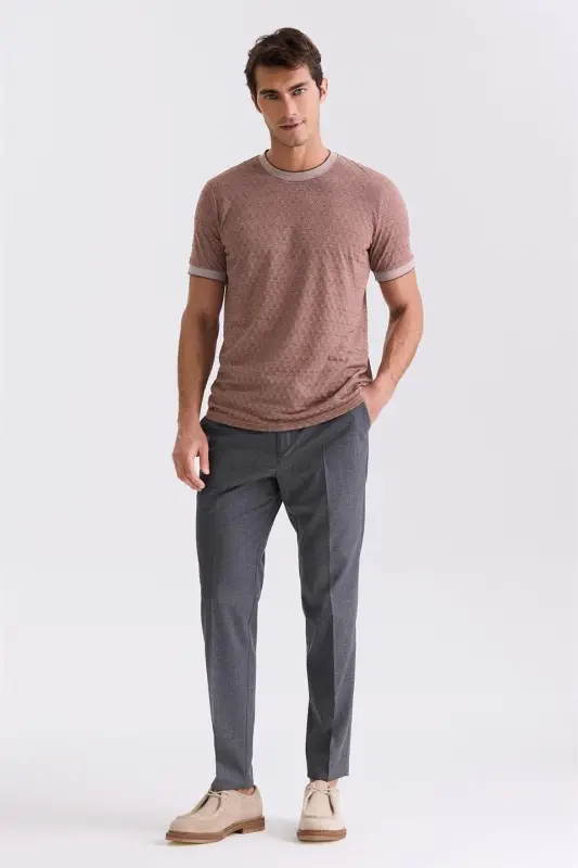Coffee Slim Fit Crew Neck T-Shirt - 2
