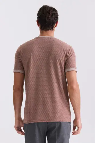 Coffee Slim Fit Crew Neck T-Shirt - 4