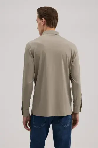 Coffee Slim Fit Polo Neck Sweatshirt - 4