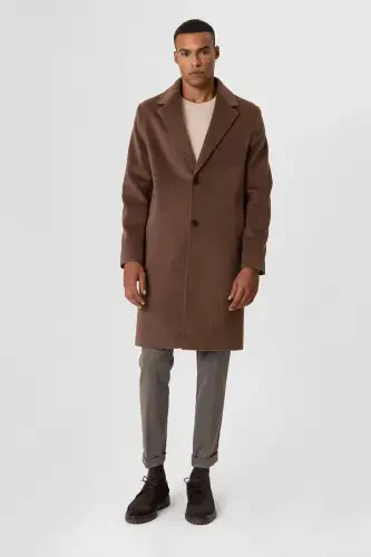Coffee Textured Men's Coat-Coffee - 1