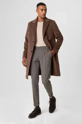 Coffee Textured Men's Coat-Coffee - ANTIOCH (1)