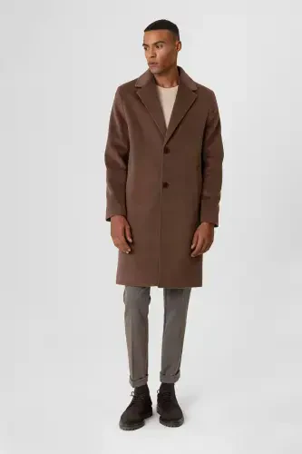 Coffee Textured Men's Coat-Coffee - 3