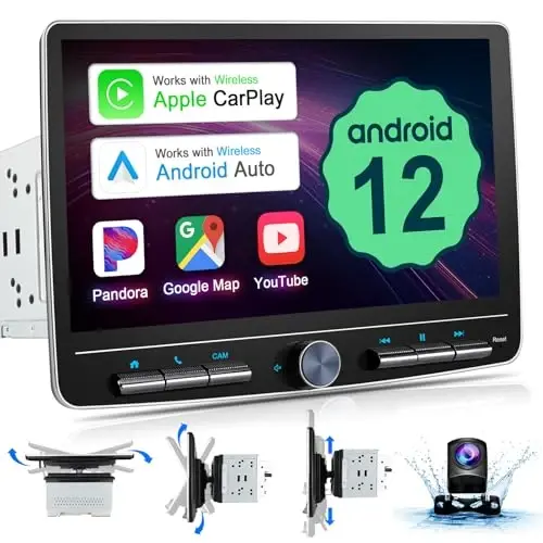 cogamichi Double Din Car Stereo: 10 Inch Android Double Din Radio Head Unit Touch Floating Screen Compatible with Apple Carplay Android Auto, 8-Core 5.1 CHN Car Audio with Cam, AM/FM, Navi, SWC, MIC - cogamichi