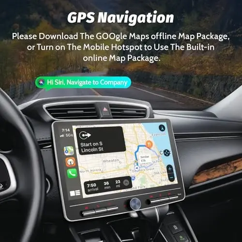 cogamichi Double Din Car Stereo: 10 Inch Android Double Din Car Radio Touch Floating Screen Compatible with Apple Carplay Android Auto, 2Din Head Unit Car Audio Receiver with AM/FM, GPS Navi, SWC, MIC - 5
