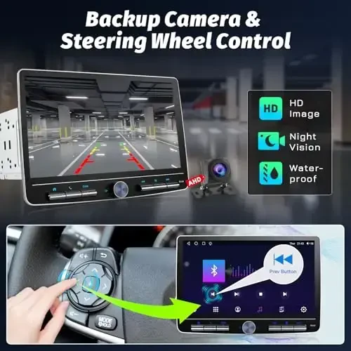 cogamichi Double Din Car Stereo: 10 Inch Android Double Din Radio Head Unit Touch Floating Screen Apple Carplay Android Auto, 8-Core 5.1 CHN Car Audio Cam, AM/FM, Navi, SWC, MIC bilan mos keladi - 3