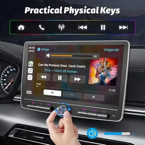 cogamichi Double Din Car Stereo: 10 Inch Android Double Din Radio Head Unit Touch Floating Screen Compatible with Apple Carplay Android Auto, 8-Core 5.1 CHN Car Audio with Cam, AM/FM, Navi, SWC, MIC - 7