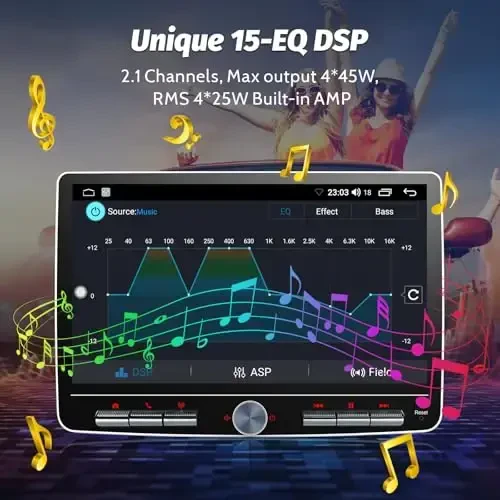 cogamichi Single Din Touchscreen Radio: 10 Inch Android Single Din Car Stereo Head Unit Touch Floating Screen Compatible with Apple Carplay Android Auto, 1 Din Car Radio with AM/FM, GPS Navi, SWC, MIC - 6