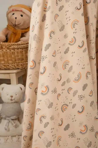 Çok Amaçlı %100 Pamuk Çift Katlı Müslin Örtü & Bebek Battaniye-Bej - 4