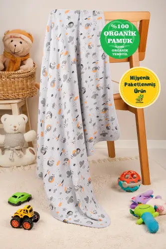 Çok Amaçlı %100 Pamuk Çift Katlı Müslin Örtü & Bebek Battaniye-Gri 