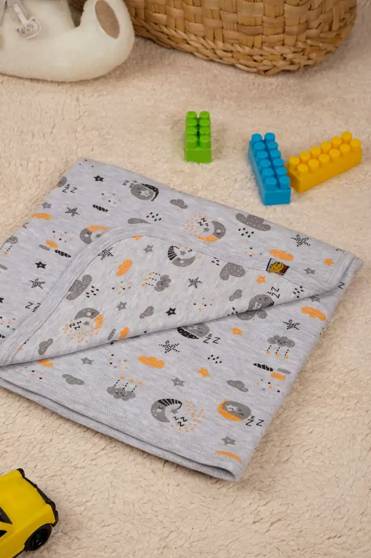 Çok Amaçlı %100 Pamuk Çift Katlı Müslin Örtü & Bebek Battaniye-Gri - 5