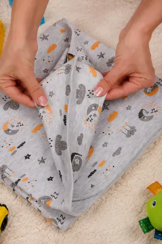 Çok Amaçlı %100 Pamuk Çift Katlı Müslin Örtü & Bebek Battaniye-Gri - BEBETOSPIK (1)