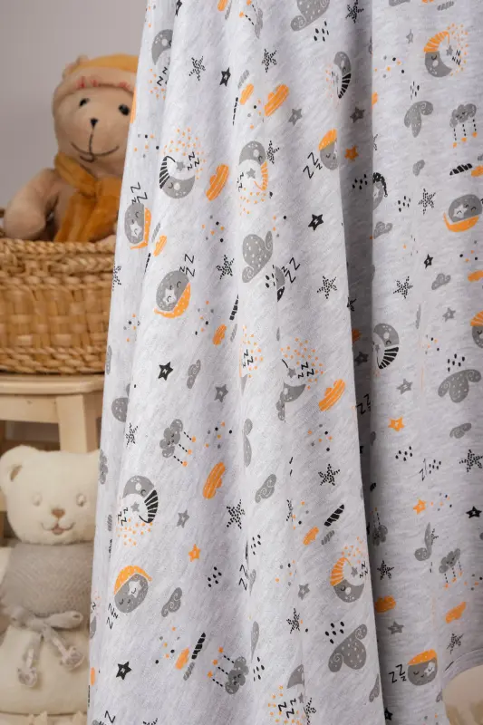 Çok Amaçlı %100 Pamuk Çift Katlı Müslin Örtü & Bebek Battaniye-Gri - 4