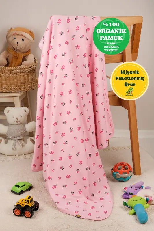 Çok Amaçlı %100 Pamuk Çift Katlı Müslin Örtü & Bebek Battaniye-Pembe - BEBETOSPIK