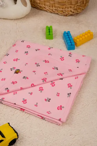 Çok Amaçlı %100 Pamuk Çift Katlı Müslin Örtü & Bebek Battaniye-Pembe - 3