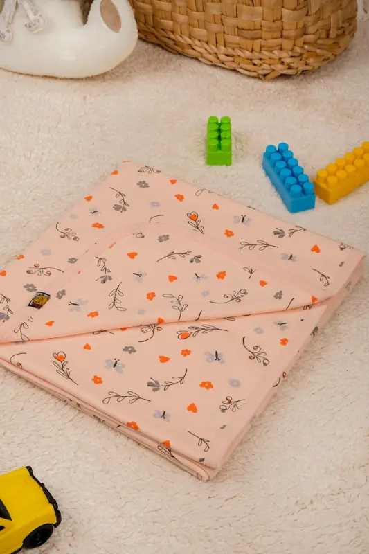 Çok Amaçlı %100 Pamuk Çift Katlı Müslin Örtü & Bebek Battaniye-PUDRA - 4