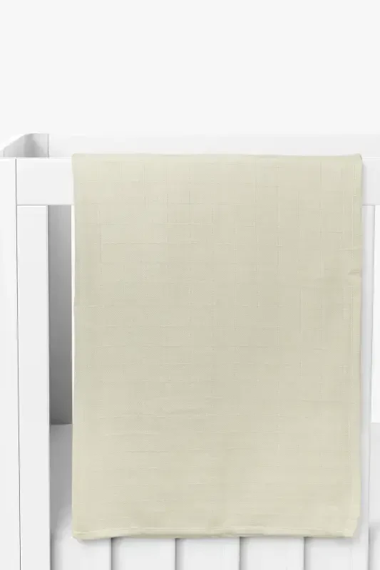 Çok Amaçlı Müslin Bebek Battaniyesi - XXL 100x100 Cm-Bej - 2