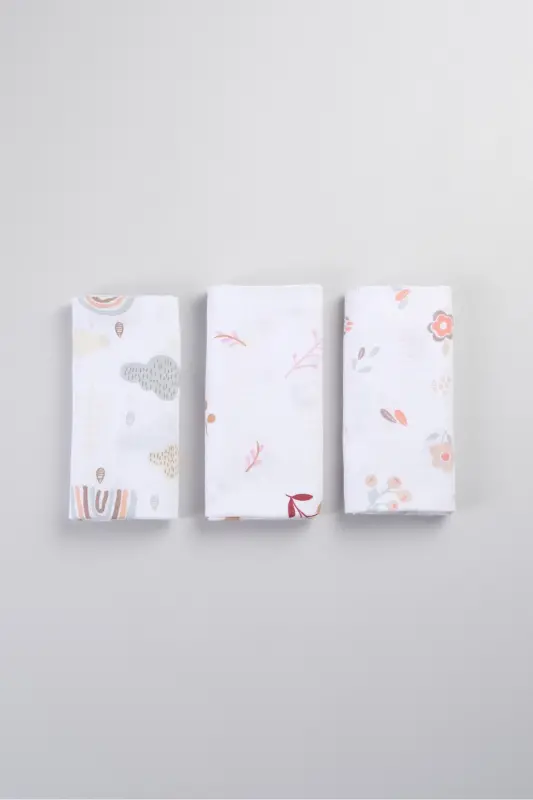 Çok Amaçlı Müslin Örtü & Battaniye 3'lü Set %100 Pamuk Oeko-teks Sertifikalı 80 x 80 Cm - Mint Gökkuşağı - 1