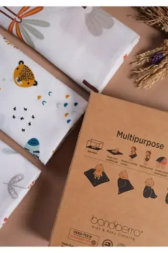 Çok Amaçlı Müslin Örtü & Battaniye 3'lü Set %100 Pamuk Oeko-teks Sertifikalı 80x80 Cm-Renkli - 5