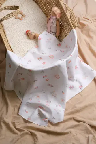 Çok Amaçlı Müslin Örtü & Battaniye 3'lü Set %100 Pamuk Oeko-teks Sertifikalı 80x80 Cm-Çıtır Çiçek - 3